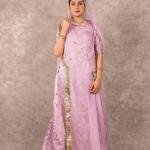 Lilac Aari Sequins Work Rajputi Poshak Set (Unstitched) | Pure Georgette Odhna | Jaipurio Ethnic Wear